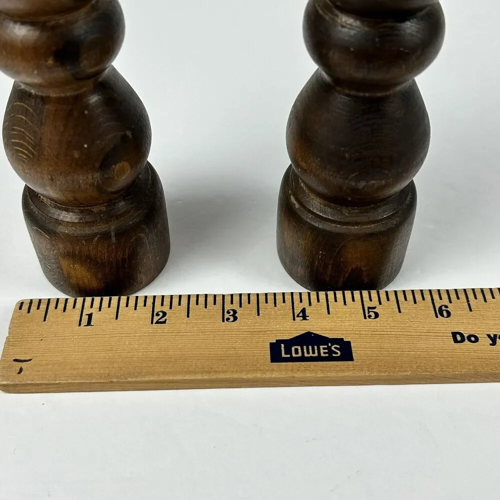 Vintage Lobeco Salt & Pepper Shaker Mill Japan 9" Wooden Spindle Farmhouse - Picture 13 of 13